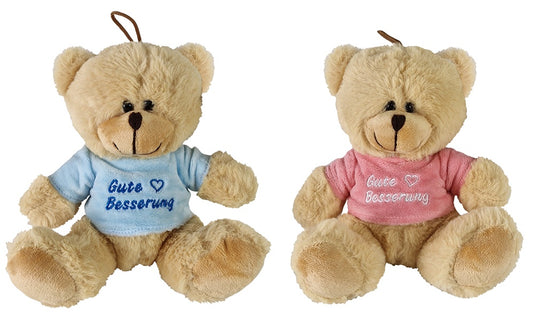 Bär mit Shirt, 2 Farben sortiert, ca. 18 cm, kuschelig und weich