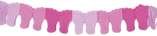 Girlande - Papier Füßchen rosa ca 6 Meter