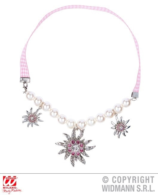 Perlenkette Edelweiss mit Strass - Umfang ca 42cm