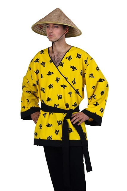 Chinesenbluse mit Gürtel für Damen und Herren Größe: L