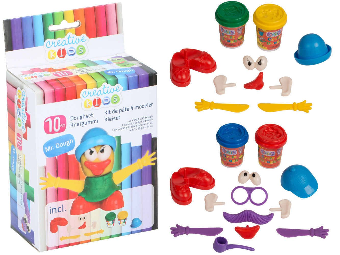 candytoys.ch 10-teiliges Knet-Set mit 2x55 g Knete - Kreatives Bastelvergnügen