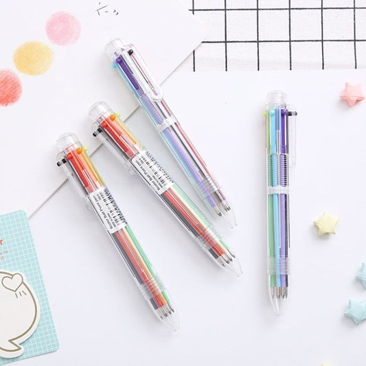 candytoys.ch 6 Farben Kugelschreiber Push-Action-Stift Schulbürobedarf, zufällige Farblieferung