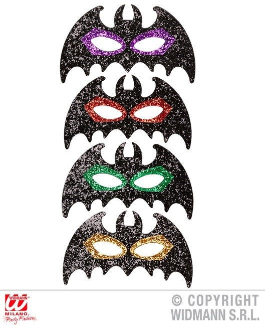 candytoys.ch Augenmaske Fledermaus mit Glitter 4 Farben sortiert - ca 21cm breit candytoys.ch Switzerland