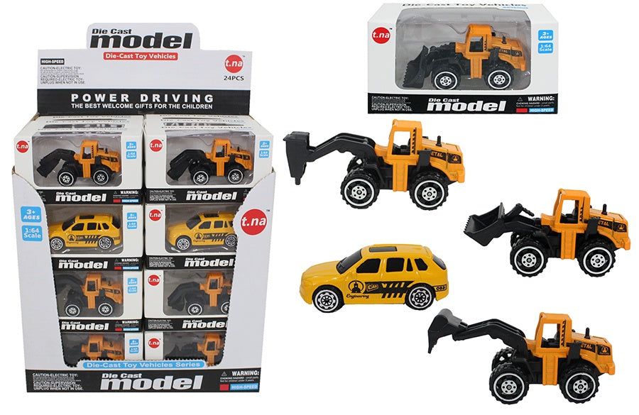 candytoys.ch Baufahrzeug METALL 4-fach sortiert, in Box ca 10x5,5x4 cm