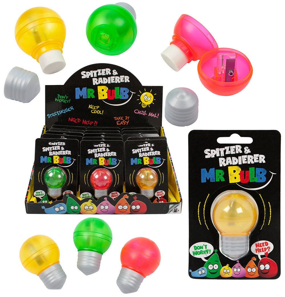 candytoys.ch BUDDYS Mr. Bulb Spitzer & Radierer 3-fach sortiert -ca 5,5cm candytoys.ch Switzerland