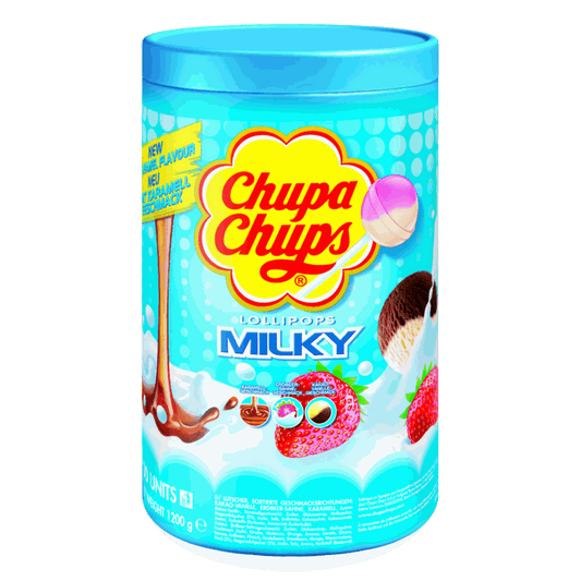 candytoys.ch Chupa Chups  Schlemmerlutscher Milky  100 Stück in der Dose candytoys.ch Switzerland
