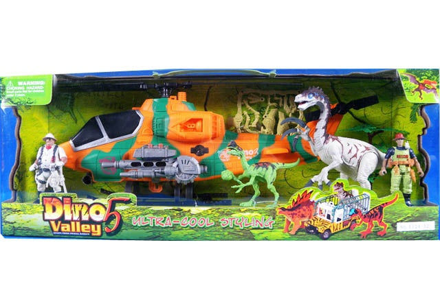 candytoys.ch Dinospielset mit Hubschrauber in Box ca 57x22x15cm candytoys.ch Switzerland