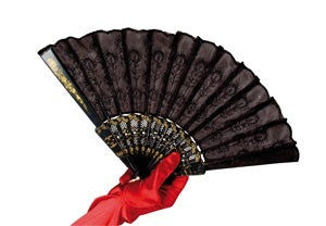 candytoys.ch Fächer Granada schwarz mit goldener Verzierung - ca 25 cm candytoys.ch Switzerland