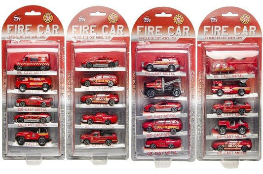 candytoys.ch Feuerwehrfahrzeuge METALL 5 Stück auf Karte ca 31,5x13cm candytoys.ch Switzerland