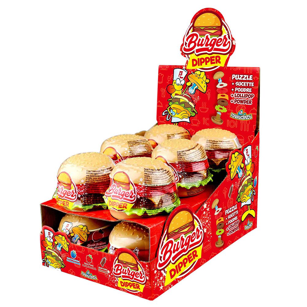 candytoys.ch Funny Candy Burger Dipper 12 Stück im Karton candytoys.ch Switzerland