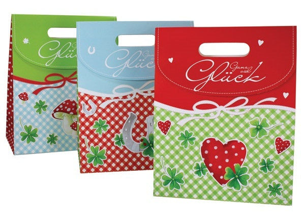 candytoys.ch Geschenktasche 3-fach -'Ganz viel Glück' ca 12,5x25x31,5cm candytoys.ch Switzerland