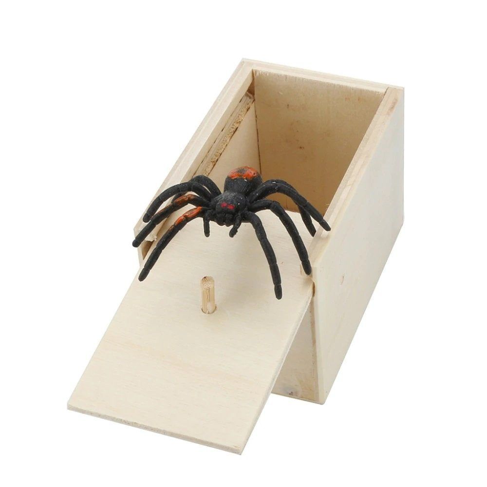 candytoys.ch Grusel Spinne in Holzbox - Lustiger Scherzartikel