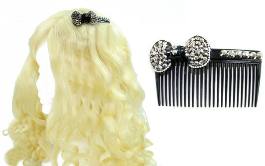 candytoys.ch Haarkamm mit Schleife und Glitzersteinen ca 9,5x5,5cm candytoys.ch Switzerland