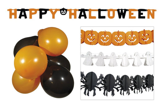candytoys.ch Halloween Deko Set im Beutel ca 20x21cm 4 verschiedene Girlanden + 10 Ballons candytoys.ch Switzerland