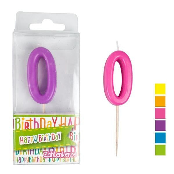 candytoys.ch HAPPY BIRTHDAY Zahlenkerze 0 - ca 4,5cm farbig sortiert candytoys.ch Switzerland