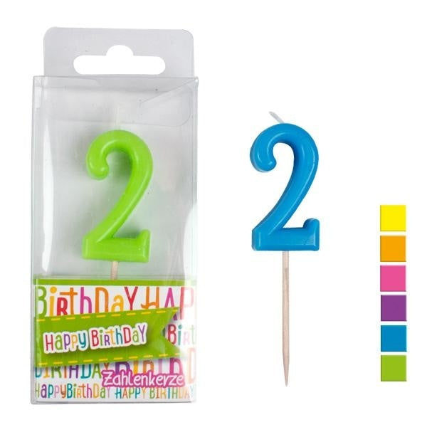 candytoys.ch HAPPY BIRTHDAY Zahlenkerze 2 - ca 4,5cm farbig sortiert candytoys.ch Switzerland