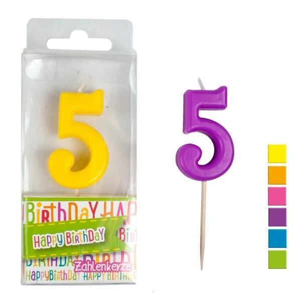 candytoys.ch HAPPY BIRTHDAY Zahlenkerze 5 - ca 4,5cm farbig sortiert candytoys.ch Switzerland