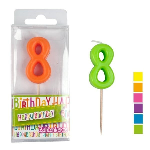 candytoys.ch HAPPY BIRTHDAY Zahlenkerze 8 - ca 4,5cm farbig sortiert candytoys.ch Switzerland