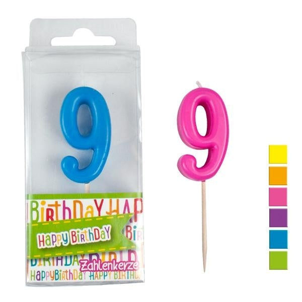 candytoys.ch HAPPY BIRTHDAY Zahlenkerze 9 - ca 4,5cm farbig sortiert candytoys.ch Switzerland