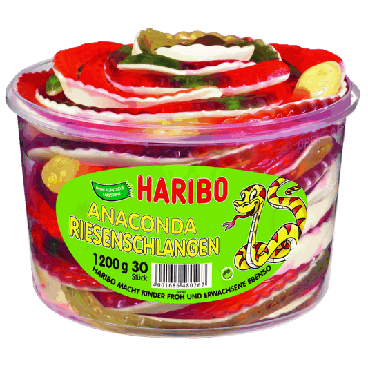 candytoys.ch Haribo  Anaconda Riesenschlangen  30 Stück in der Dose candytoys.ch Switzerland
