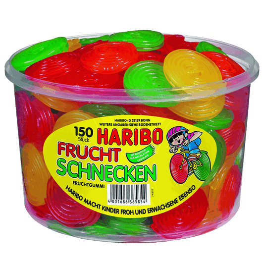 candytoys.ch Haribo  Fruchtschnecken  150 Stück in der Dose candytoys.ch Switzerland