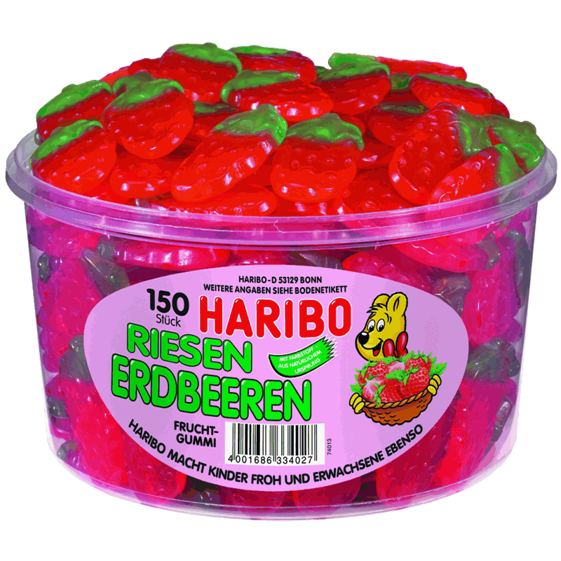 candytoys.ch Haribo  Riesenerdbeeren  150 Stück in der Dose candytoys.ch Switzerland