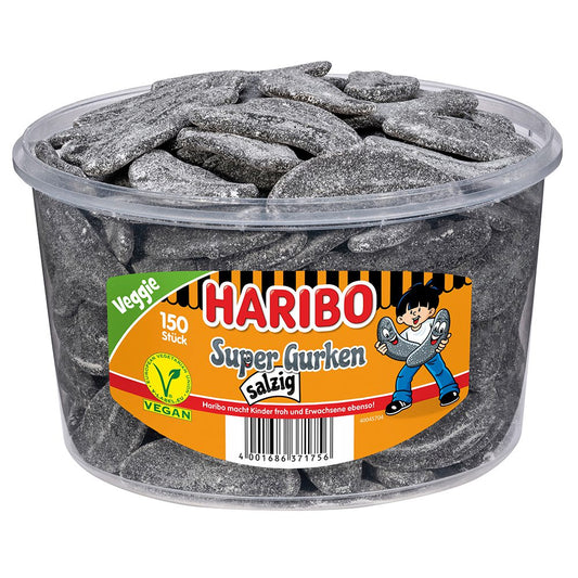 candytoys.ch Haribo Super Gurken salzig 150 Stück in der Dose candytoys.ch Switzerland