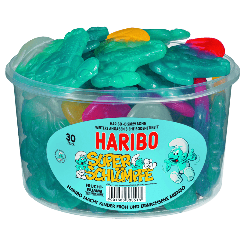 candytoys.ch Haribo Super Schlumpf 30 Stück in der Dose candytoys.ch Switzerland