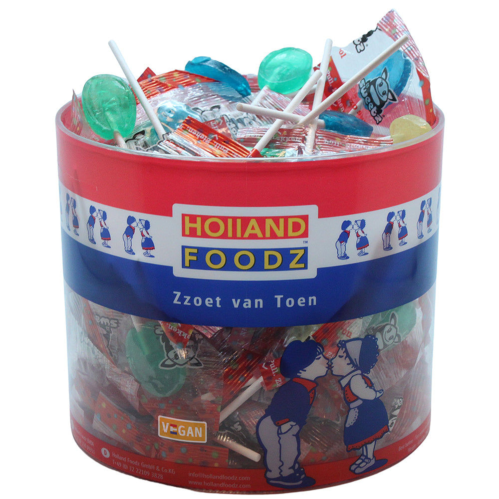 candytoys.ch Holland Foodz Fruchtknots Lutscher 80 Stück in der Dose candytoys.ch Switzerland
