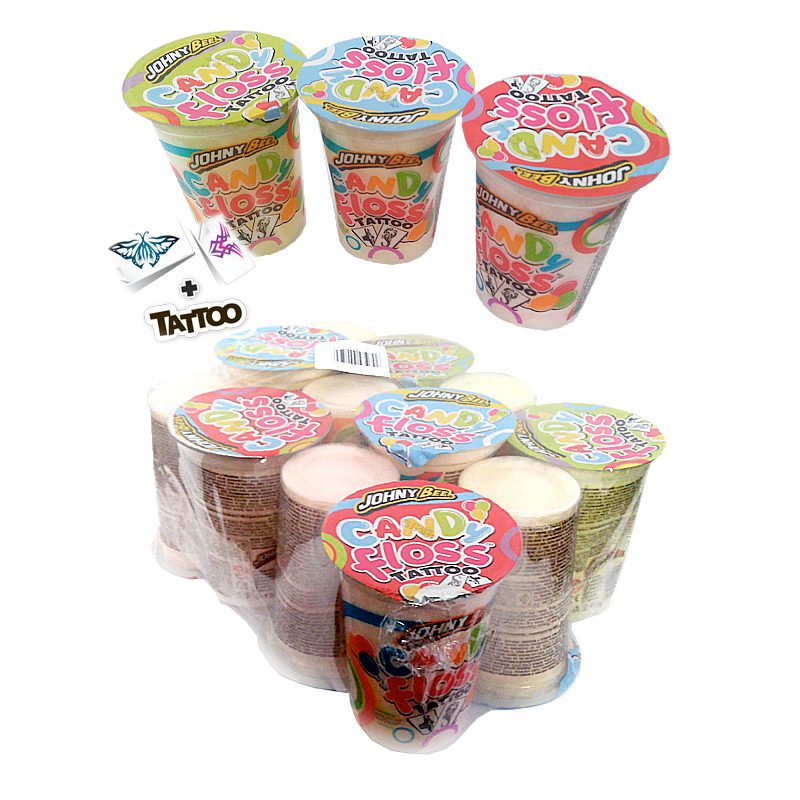 candytoys.ch Johny Bee  Candy Floss+Tattoo  12 Stück im Karton candytoys.ch Switzerland
