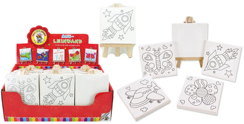 candytoys.ch Kreativ Mini Leinwand mit Stativ 5 fach sortiert -ca 13x8cm candytoys.ch Switzerland