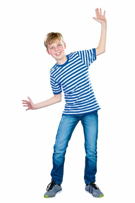candytoys.ch Kurzarm-T-Shirt, blau/weiß gestreift Größe: 140 candytoys.ch Switzerland