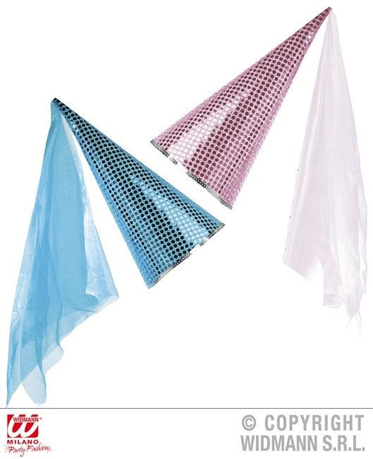 candytoys.ch Pailletten Feenhut mit Schleier hellblau und rosa sortiert - ca 37cm hoch candytoys.ch Switzerland