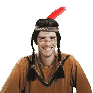 candytoys.ch Perücke - Indianer mit Stirnband und Feder - schwarz candytoys.ch Switzerland