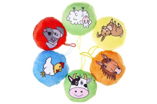 candytoys.ch Plüsch Kissen Bauernhoftiere 6-fach sortiert Ø ca 11 cm candytoys.ch Switzerland