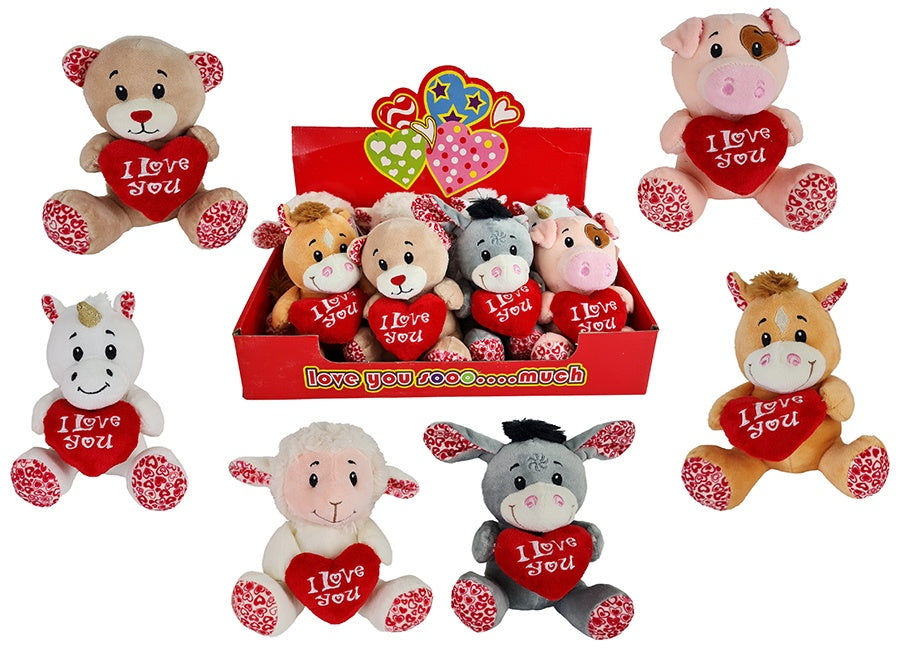 candytoys.ch Plüsch Tiersortiment mit Herz 6-fach sortiert - ca 15cm candytoys.ch Switzerland
