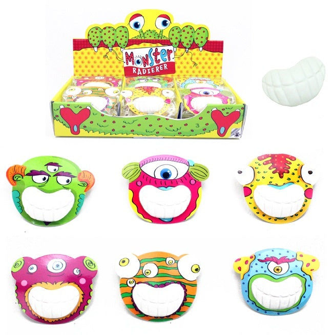 candytoys.ch Radiergummi Monster 6 fach sortiert - ca 6,5x2,5cm candytoys.ch Switzerland