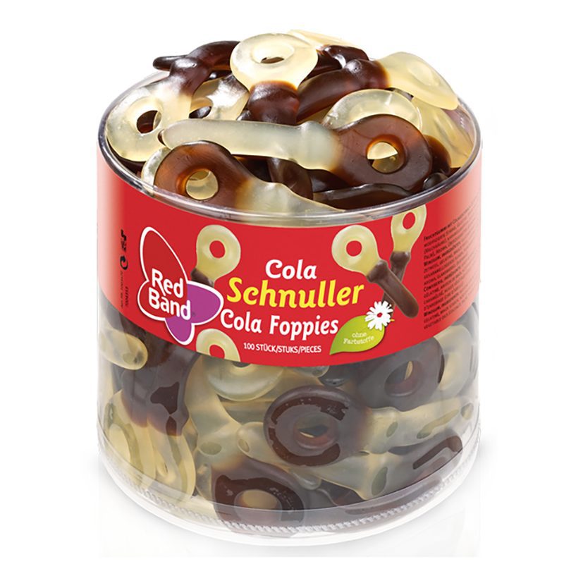 candytoys.ch Red Band  Cola Schnuller  100 Stück in der Dose candytoys.ch Switzerland