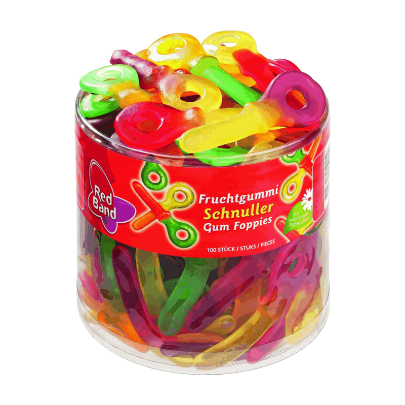 candytoys.ch Red Band  Fruchtgummi Schnuller  100 Stück in der Dose candytoys.ch Switzerland