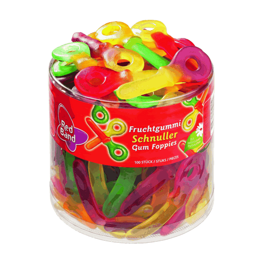 candytoys.ch Red Band  Fruchtgummi Schnuller  100 Stück in der Dose candytoys.ch Switzerland