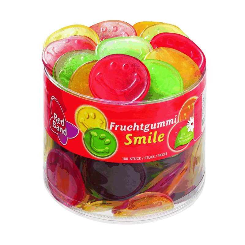 candytoys.ch Red Band  Fruchtgummi Smile  100 Stück in der Dose candytoys.ch Switzerland