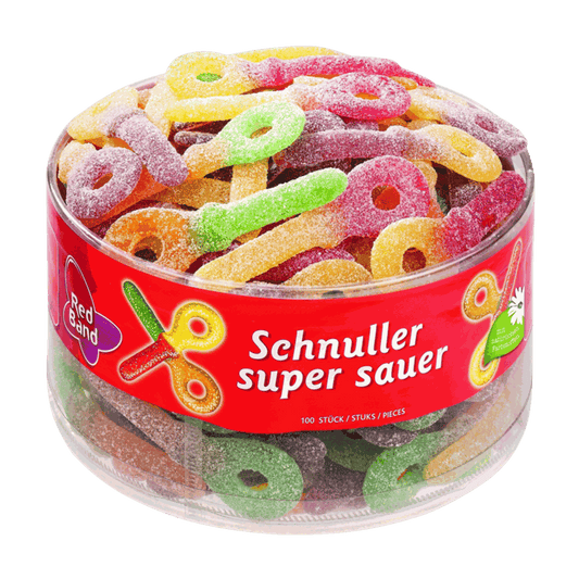 candytoys.ch Red Band  Schnuller super sauer  100 Stück in der Dose candytoys.ch Switzerland