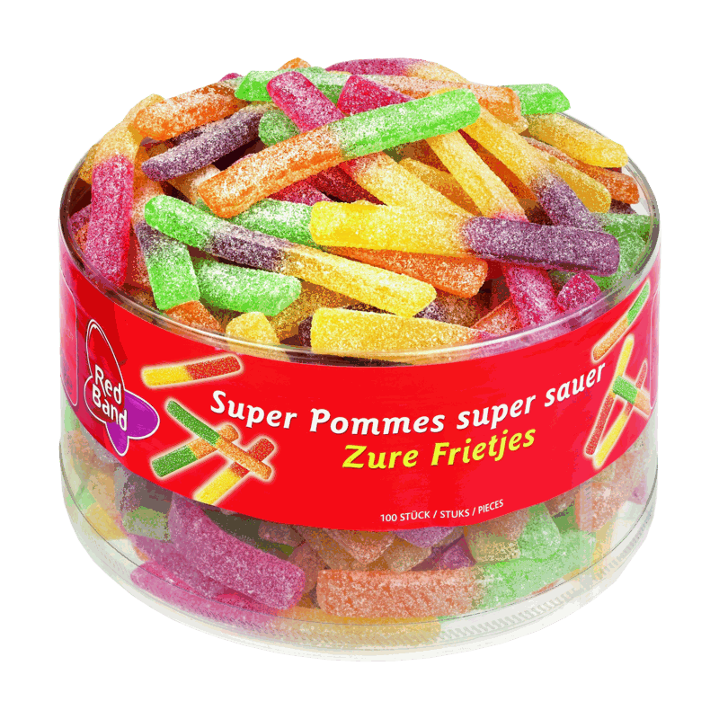 candytoys.ch Red Band  Super Saure Pommes  100 Stück in der Dose candytoys.ch Switzerland