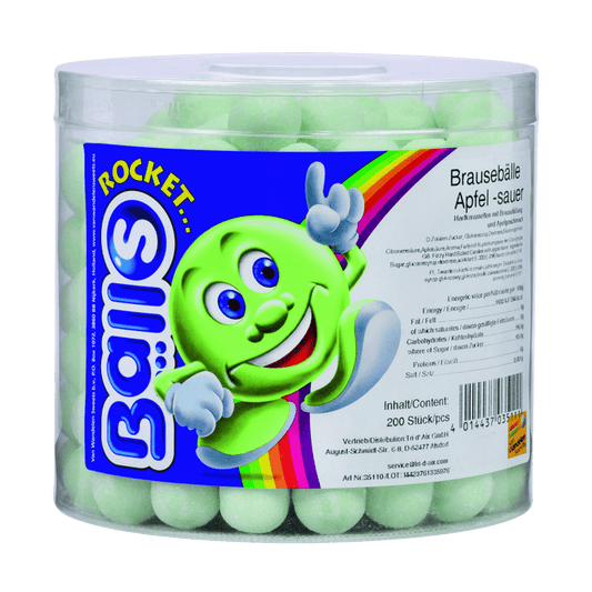candytoys.ch Rocket Balls Brausebälle Apfel  200 Stück in der Dose candytoys.ch Switzerland
