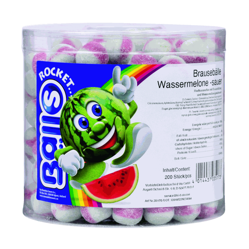 candytoys.ch Rocket Balls Brausebälle Wassermelone 200 Stück in der Dose candytoys.ch Switzerland