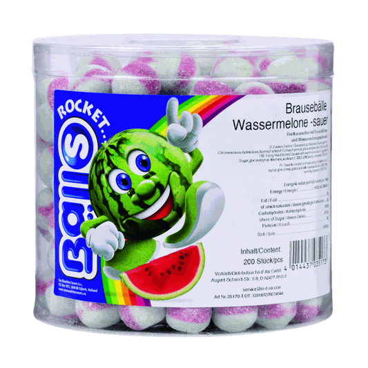 candytoys.ch Rocket Balls Brausebälle Wassermelone 200 Stück in der Dose candytoys.ch Switzerland