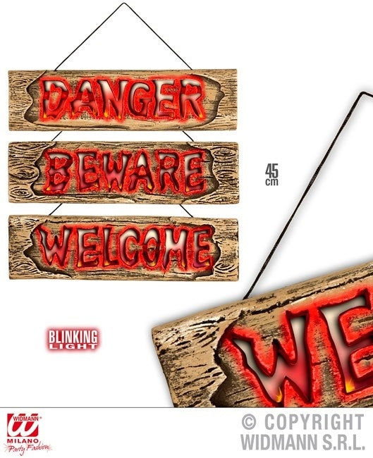 candytoys.ch Schild mit blinkenden Lichtern 3 fach sortiert - ca 45x13x2,5cm candytoys.ch Switzerland