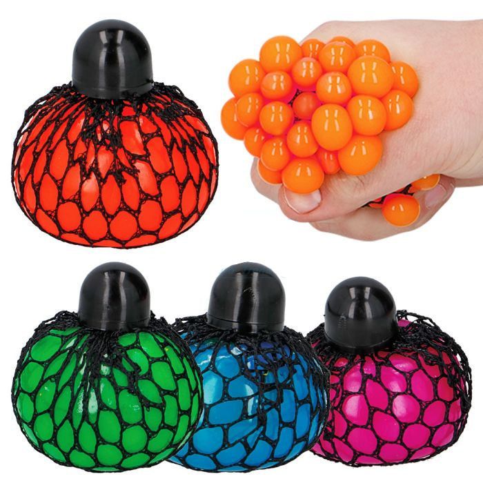 candytoys.ch Squish-Ball im Netz - Soft und dehnbar, Durchmesser ca. 7 cm