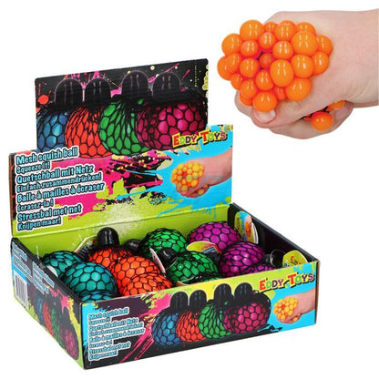 candytoys.ch Squish-Ball im Netz - Soft und dehnbar, Durchmesser ca. 7 cm