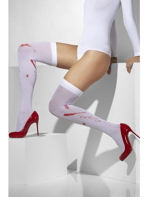 candytoys.ch Strümpfe Overkneestrümpfe weiß mit Blut Einheitsgröße in Box ca 19,5x10x1,5cm candytoys.ch Switzerland